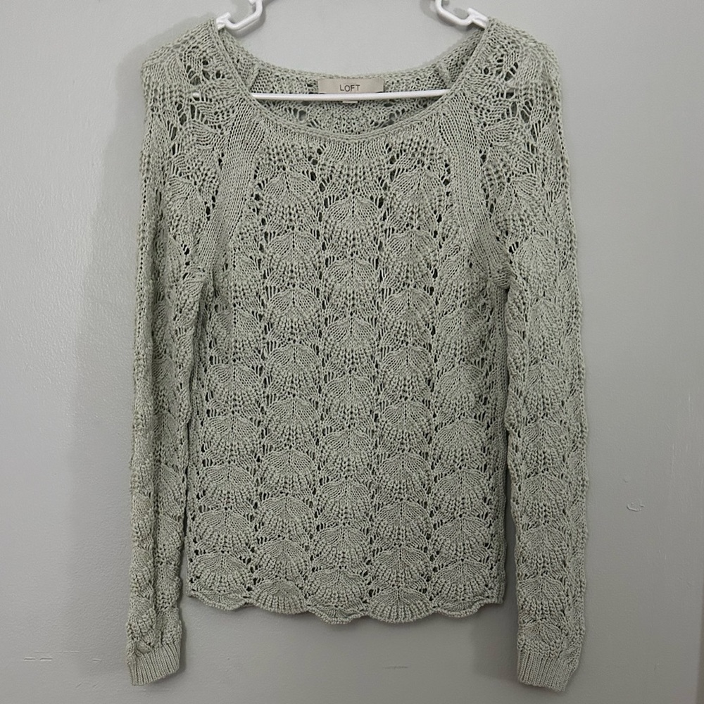LOFT Green Knit Sweater Size S